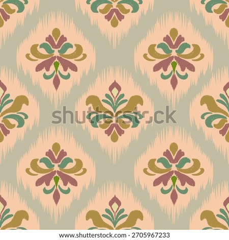 Ikat seamless abstract floral pattern, Motif ethnic, embroidery, print striped ornament floral, pattern, design for wrapping, silk, scarf, background, textile, carpet, rug, texture, hand-draw