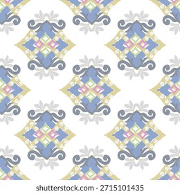 Patrón de fondo sin fisuras Ikat. Elementos geométricos decorativos. Relación textil. Antiguas oriental ikat patrón. Alfombras indias. Fondo de pantalla étnico azul, fondo y azulejos. 