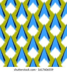 Ikat  seamless colorful  geometric pattern. Abstract background texture.