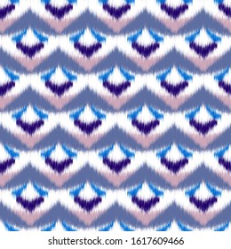 Ikat  seamless colorful  geometric pattern. Abstract background texture.