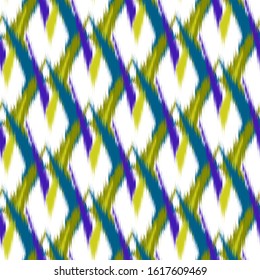 Ikat  seamless colorful  geometric pattern. Abstract background texture.