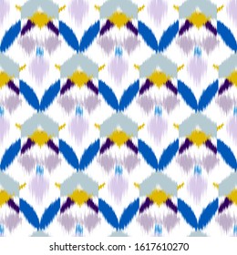 Ikat  seamless colorful  geometric pattern. Abstract background texture.