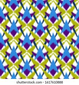 Ikat  seamless colorful  geometric pattern. Abstract background texture.