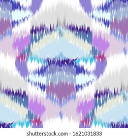 Ikat seamless colorful geometric pattern. Abstract background texture.