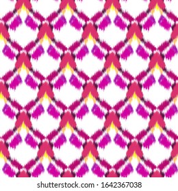 Ikat seamless colorful  geometric pattern. Abstract background texture.