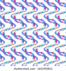 Ikat seamless colorful  geometric pattern. Abstract background texture.