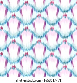Ikat seamless colorful  geometric pattern. Abstract background texture.