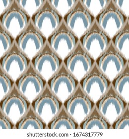 Ikat seamless colorful  geometric pattern. Abstract background texture.