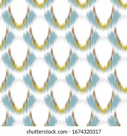 Ikat seamless colorful  geometric pattern. Abstract background texture.