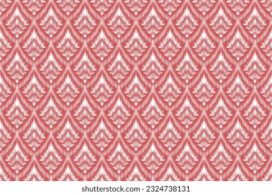 Ikat seamless embroidery pattern, geometric vector.