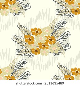 Ikat seamless floral pattern hand drawn , Motif ethnic  floral seamless textil,  embroidery, print striped ornament floral, pattern, design for wrapping, silk, scarf, background, textile