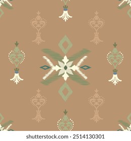 Ikat seamless floral pattern hand drawn , Motif ethnic  floral seamless textil,  embroidery, print striped ornament floral, pattern, design for wrapping, silk, scarf, background, textile