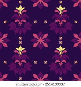 Ikat padrão floral sem costura desenhado à mão , Motif floral étnico textil sem costura, bordado, imprimir listrado ornamento floral, padrão, design para embrulhar, seda, cachecol, fundo, têxtil