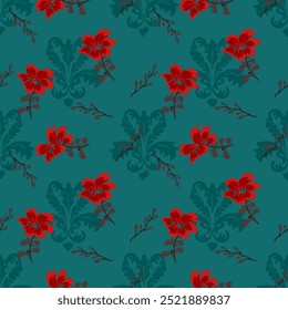 Patrón floral inconsútil de Ikat, tela inconsútil floral étnica del motivo, bordado, estampado de rayas ornamento, patrón floral, diseño para envolver, seda, bufanda, fondo, textil