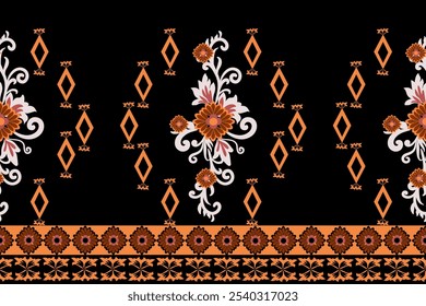 Ikat seamless floral pattern  , Motif ethnic  floral seamless textil,  embroidery, print striped ornament floral, pattern, design for wrapping, silk, scarf, background, textile