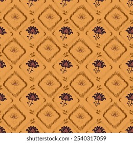 Ikat seamless floral pattern  , Motif ethnic  floral seamless textil,  embroidery, print striped ornament floral, pattern, design for wrapping, silk, scarf, background, textile