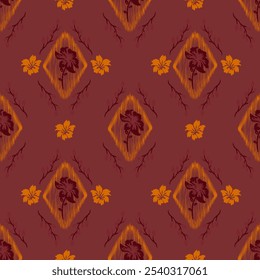 Ikat seamless floral pattern  , Motif ethnic  floral seamless textil,  embroidery, print striped ornament floral, pattern, design for wrapping, silk, scarf, background, textile