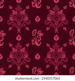 Padrão floral sem emenda Ikat, Motif floral étnico sem emenda textil, bordado, imprimir listrado ornamento floral, padrão, design para embrulhar, seda, cachecol, fundo, têxtil