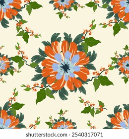 Ikat seamless floral pattern  , Motif ethnic  floral seamless textil,  embroidery, print striped ornament floral, pattern, design for wrapping, silk, scarf, background, textile