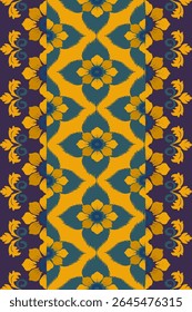 Ikat seamless floral pattern , Motif ethnic floral seamless textil, embroidery, print striped ornament floral, pattern, design for wrapping, silk, scarf, background, text
