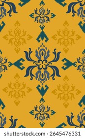 Ikat seamless floral pattern , Motif ethnic floral seamless textil, embroidery, print striped ornament floral, pattern, design for wrapping, silk, scarf, background, text