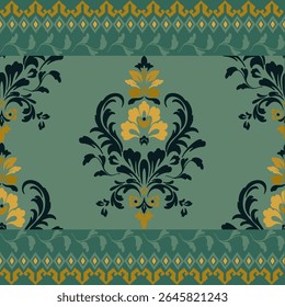 Ikat seamless floral pattern  , Motif ethnic floral seamless textil, embroidery, print striped ornament floral, pattern, design for wrapping, silk, scarf, background, text