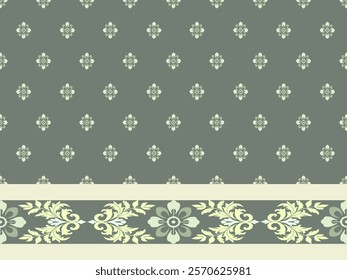 Ikat seamless floral pattern on green style  , Motif ethnic  floral seamless textil,  embroidery, print striped ornament floral, pattern, design for wrapping, silk, scarf, background, text