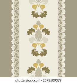 Ikat seamless floral pattern on vintage tone  , Motif ethnic  floral seamless textil,  embroidery, print striped ornament floral, pattern, design for wrapping, silk, scarf, background, text
