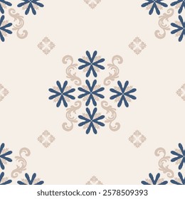 Ikat seamless floral pattern on vintage tone  , Motif ethnic  floral seamless textil,  embroidery, print striped ornament floral, pattern, design for wrapping, silk, scarf, background, text