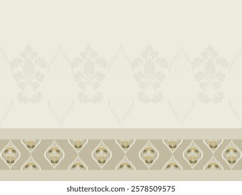 Ikat seamless floral pattern on vintage tone  , Motif ethnic  floral seamless textil,  embroidery, print striped ornament floral, pattern, design for wrapping, silk, scarf, background, text