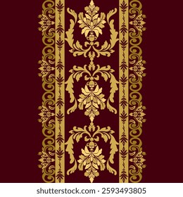 Ikat seamless floral pattern on  brown tone  , Motif ethnic  floral seamless textil,  embroidery, print striped ornament floral, pattern, design for wrapping, silk, scarf, background, text