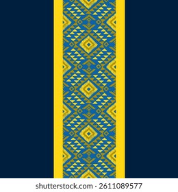 Ikat seamless floral pattern on yellow blue tone , Motif ethnic floral seamless textil, embroidery, print striped ornament floral, pattern, design for wrapping, silk, scarf, background, text
