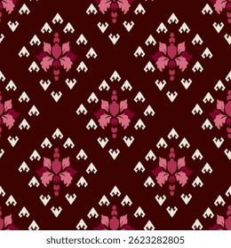 Ikat seamless floral pattern on beautiful colors , Motif ethnic floral seamless textil, embroidery, print striped ornament floral, pattern, design for wrapping, silk, 