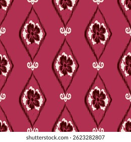 Ikat seamless floral pattern on beautiful colors , Motif ethnic floral seamless textil, embroidery, print striped ornament floral, pattern, design for wrapping, silk, 