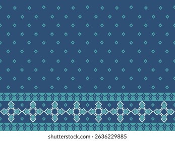 Ikat seamless floral pattern on red blue tone , Motif ethnic floral seamless textil, embroidery, print striped ornament floral, pattern, design for wrapping, silk, scarf, background, text