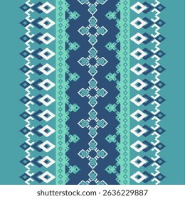 Ikat seamless floral pattern on red blue tone , Motif ethnic floral seamless textil, embroidery, print striped ornament floral, pattern, design for wrapping, silk, scarf, background, text