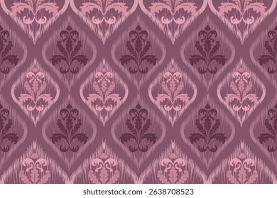  Ikat seamless floral pattern on earth tone , Motif ethnic floral seamless textil, embroidery, print striped ornament floral, pattern, design for wrapping, silk, scarf, background, text