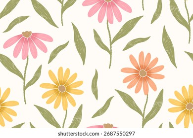 Ikat seamless flowers and leaf patterns design for all types of print textiles and background