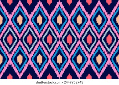 fondo abstracto de patrón sin costura ikat para el diseño textil. Se puede utilizar en el diseño de la tela para la ropa, envoltura, alfombra, moda, textil, tela, camisa