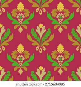 Ikat patrón sin fisuras con flores abstractas, bordado, estampado de rayas ornamento floral, patrón, Ilustración vectorial, vintage, diseño para envolver, seda, bufanda, fondo, textil, alfombra, alfombra, textura, dibujar a mano
