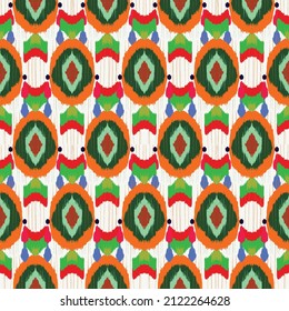 Ikat seamless pattern background for fabric and carpet art ornament print. Design for carpet, wallpaper, clothing, wrapping, textile, tissue, decorative