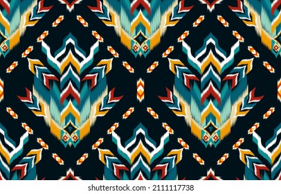 Ikat seamless pattern background Traditional pattern,Vector illustration embroidery style.