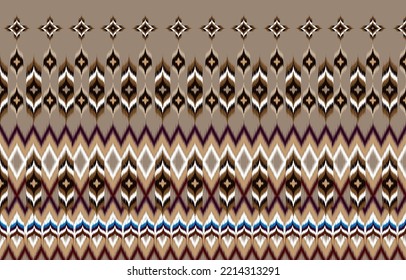 Ikat fondo de patrón sin soldadura Patrón tradicional.Resumen geométrico horizontal marrón oriental con patrón floral 
diseño tradicional para un fondo sin fisuras
