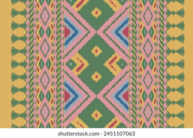 Ikat seamless pattern background Traditional pattern. Ikat Aztec tribal background. Design for the creation of this pattern using ikat pattern. Spread in Central Asia and some countries of Philippines