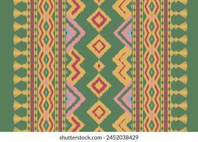 Ikat seamless pattern background Traditional pattern. Ikat Aztec tribal background. Design for the creation of this pattern using ikat pattern. Spread in Central Asia and some countries of Philippines