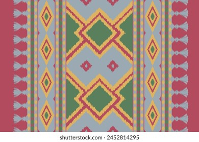 Ikat seamless pattern background Traditional pattern. Ikat Aztec tribal background. Design for the creation of this pattern using ikat pattern. Spread in Central Asia and some countries of Philippines