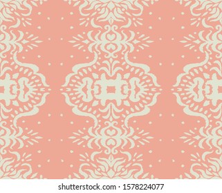 Ikat seamless pattern. Border with snowflakes. Openwork lace. New year Christmas background. Vector tie dye shibori print with stripes and chevron. Ink textured japanese background. Bohemian fashion. 
