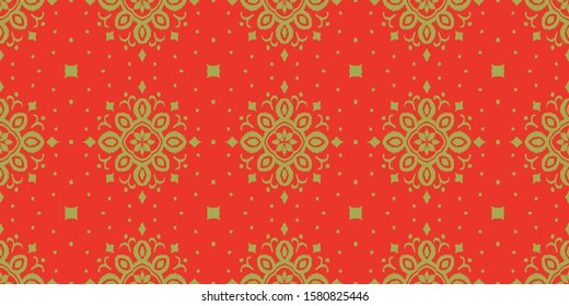 Ikat seamless pattern. Border with snowflakes. Openwork lace. New year Christmas background. Vector tie dye shibori print with stripes and chevron. Ink textured japanese background. Bohemian fashion. 