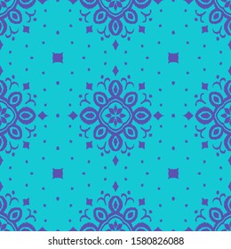 Ikat seamless pattern. Border with snowflakes. Openwork lace. New year Christmas background. Vector tie dye shibori print with stripes and chevron. Ink textured japanese background. Bohemian fashion. 