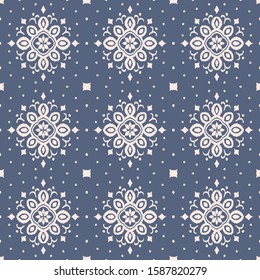 Ikat seamless pattern. Border with snowflakes. Openwork lace. New year Christmas background. Vector tie dye shibori print with stripes and chevron. Ink textured japanese background. Bohemian fashion. 